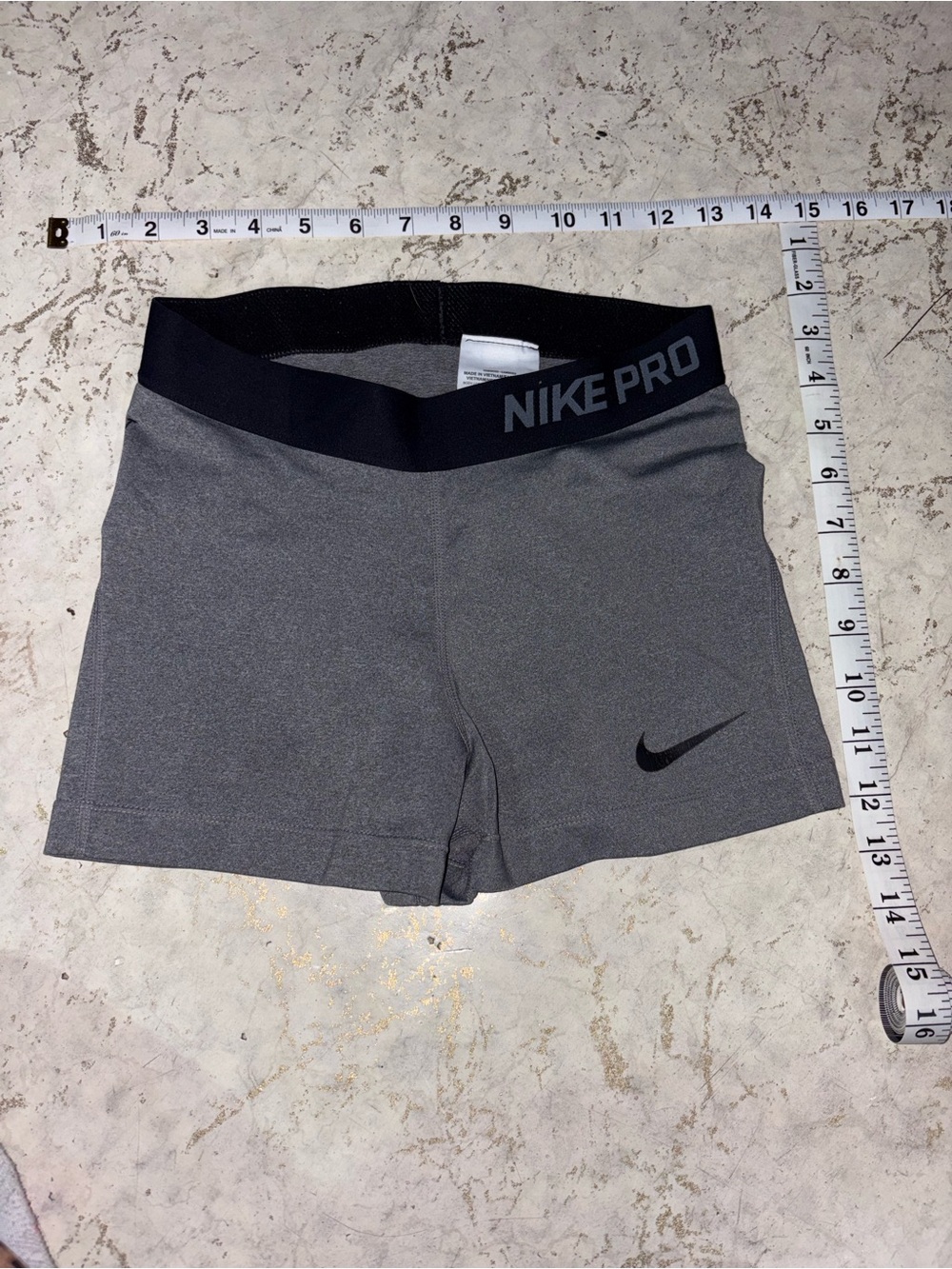 Nike Pro Women's Gray Bike Shorts with Black Swoosh
